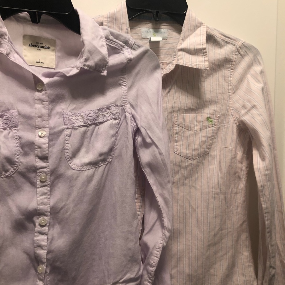 Abercrombie Kids Lilac Pink Stripe Shirts Lot Large Women’s XS